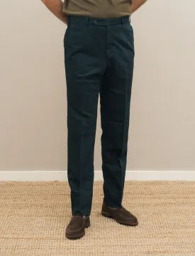 190 Flat Front Cotton Linen Trousers Navy