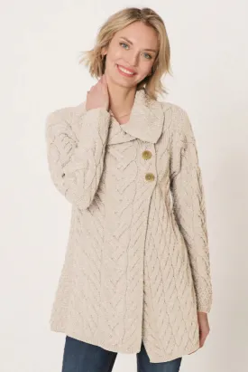 Aran - Buttoned Longline Cardigan - Parsnip