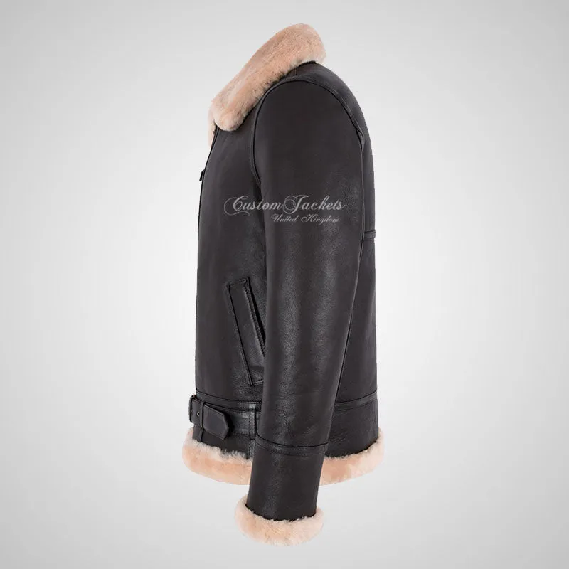 AVIATOR Men's Sheepskin Jacket Brown B3 Flying Shearling Jacket