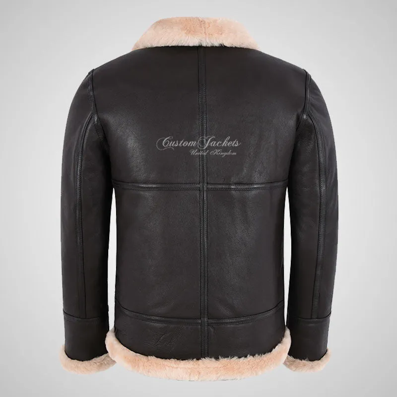 AVIATOR Men's Sheepskin Jacket Brown B3 Flying Shearling Jacket