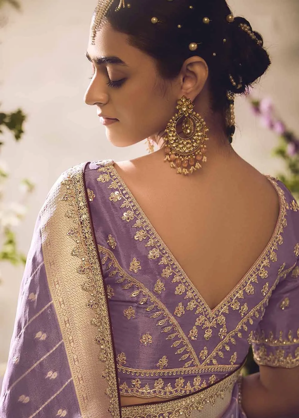 Banarasi Silk Zari Tissue Purple Festive Wear Saree
