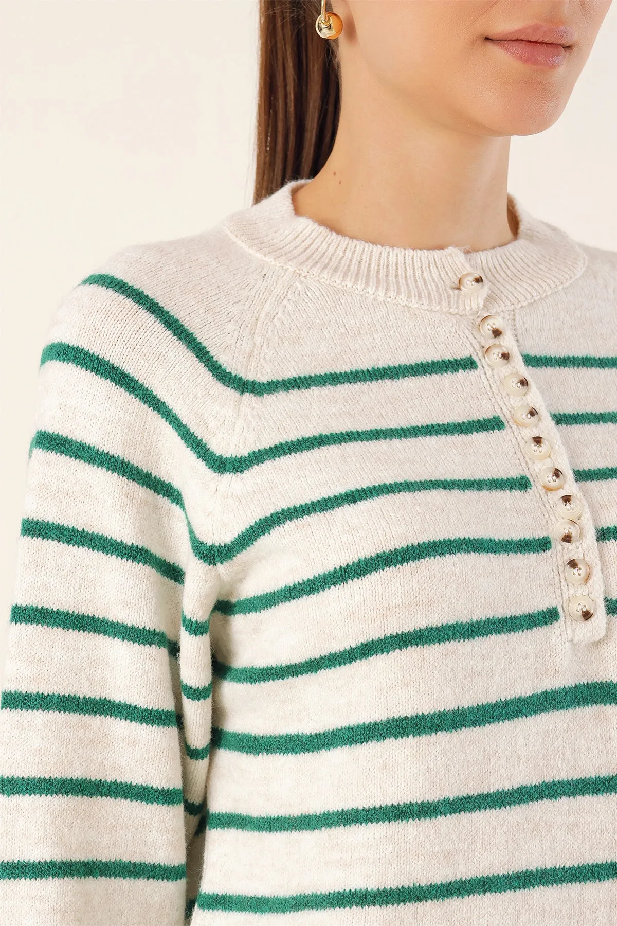 BGD Women Buttoned Sweater - Ecru - Avondale