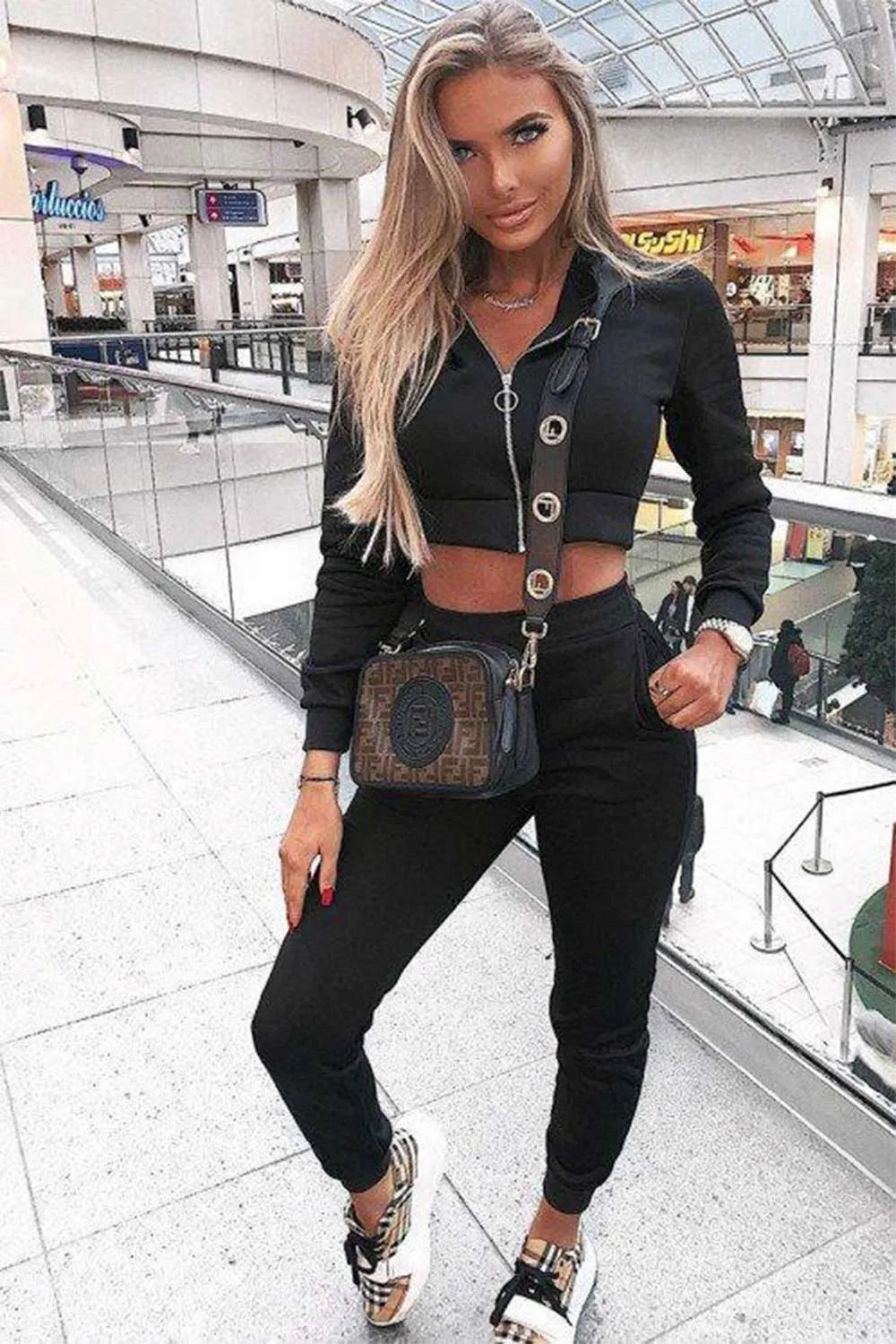 Black Cropped Hoodie And Joggers Loungewear Co-Ord Set