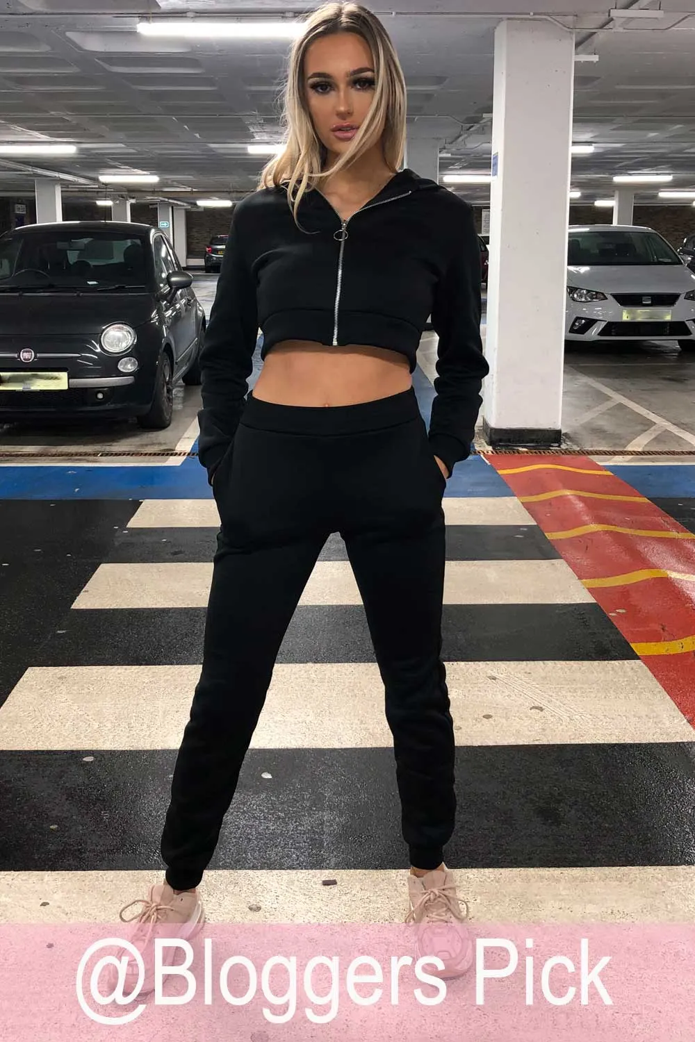 Black Cropped Hoodie And Joggers Loungewear Co-Ord Set