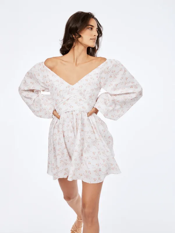 Blakely Mini Dress Blush Watercolor Floral