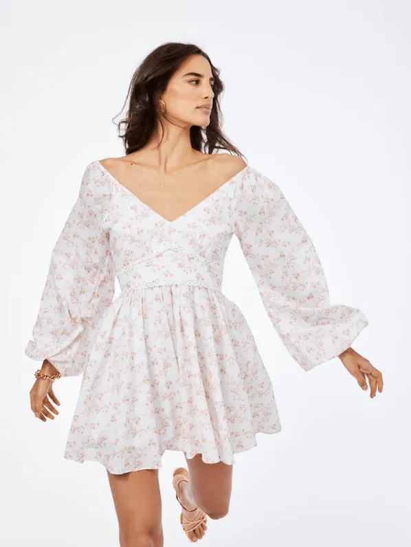 Blakely Mini Dress Blush Watercolor Floral