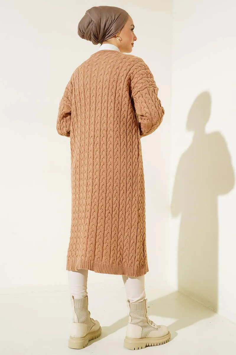BNG Women Buttoned Long Knit Cardigan Camel - Clermont