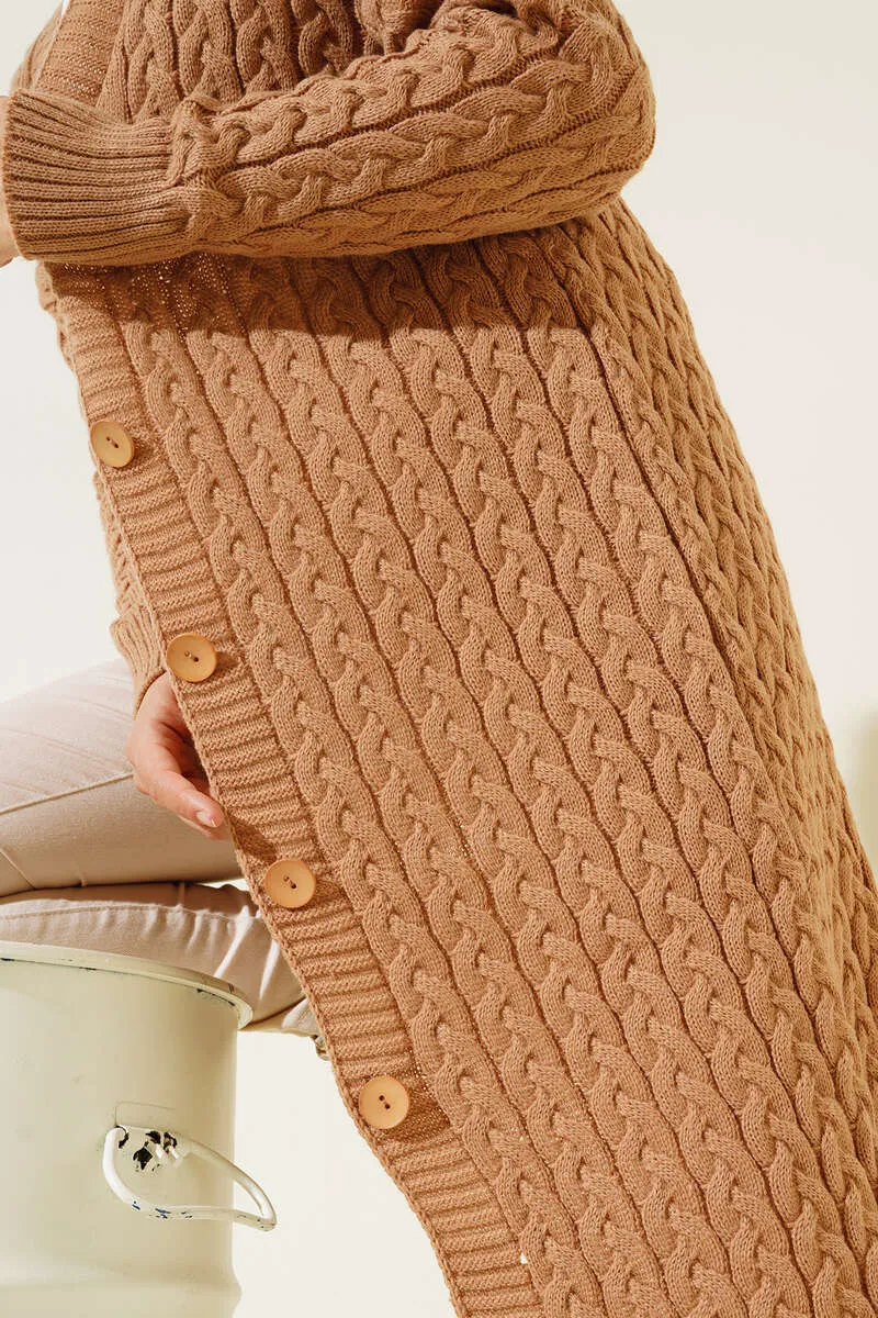 BNG Women Buttoned Long Knit Cardigan Camel - Clermont