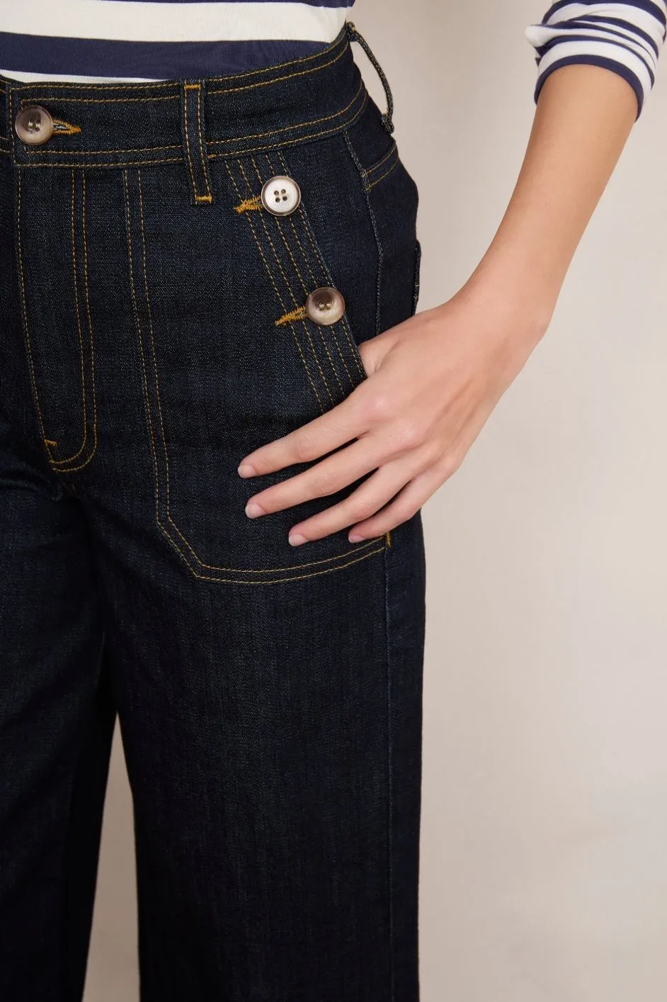 Brigitte Flare Cropped Jean - Rinse Wash