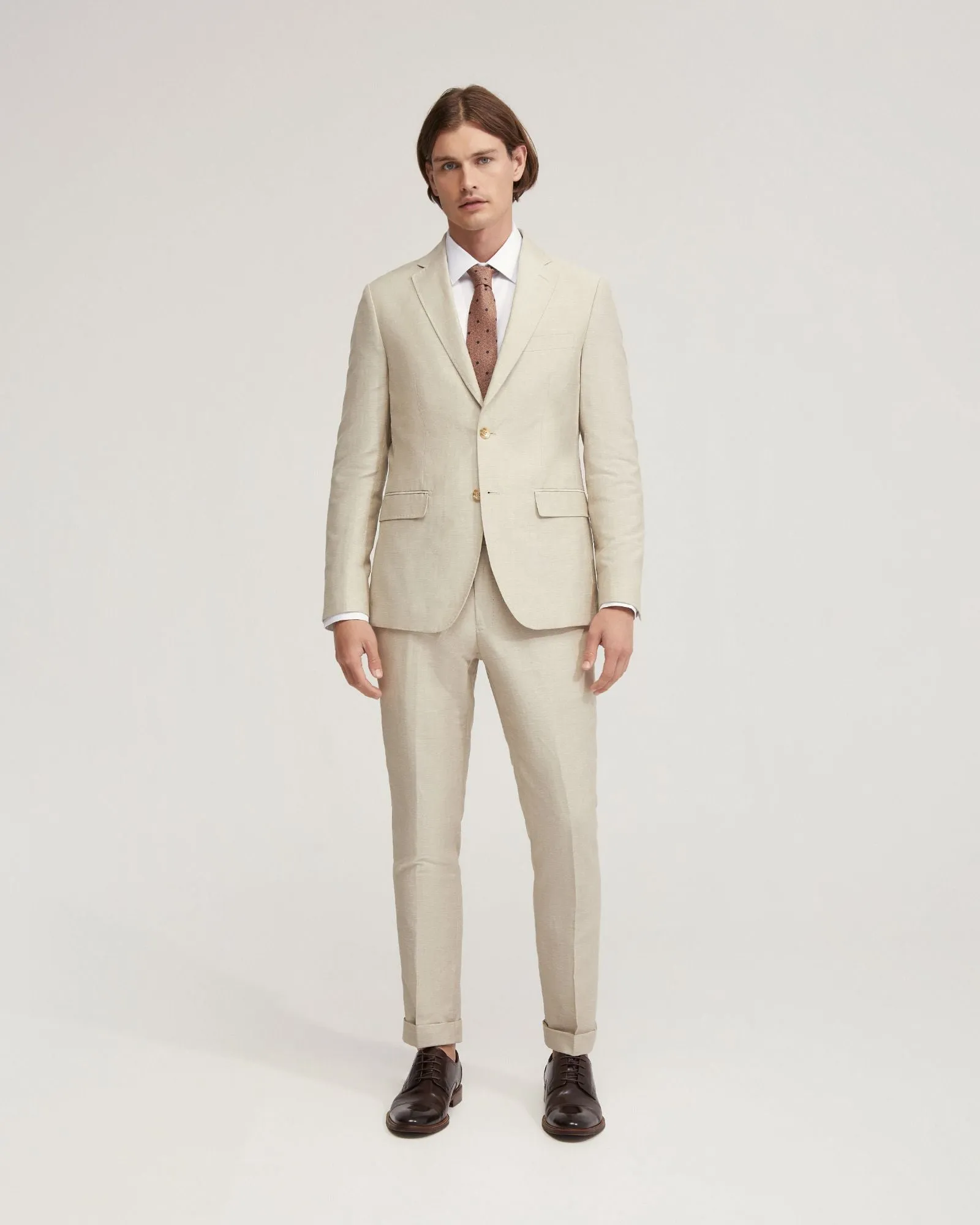 Byron Wool Linen Cuffed Suit Trousers