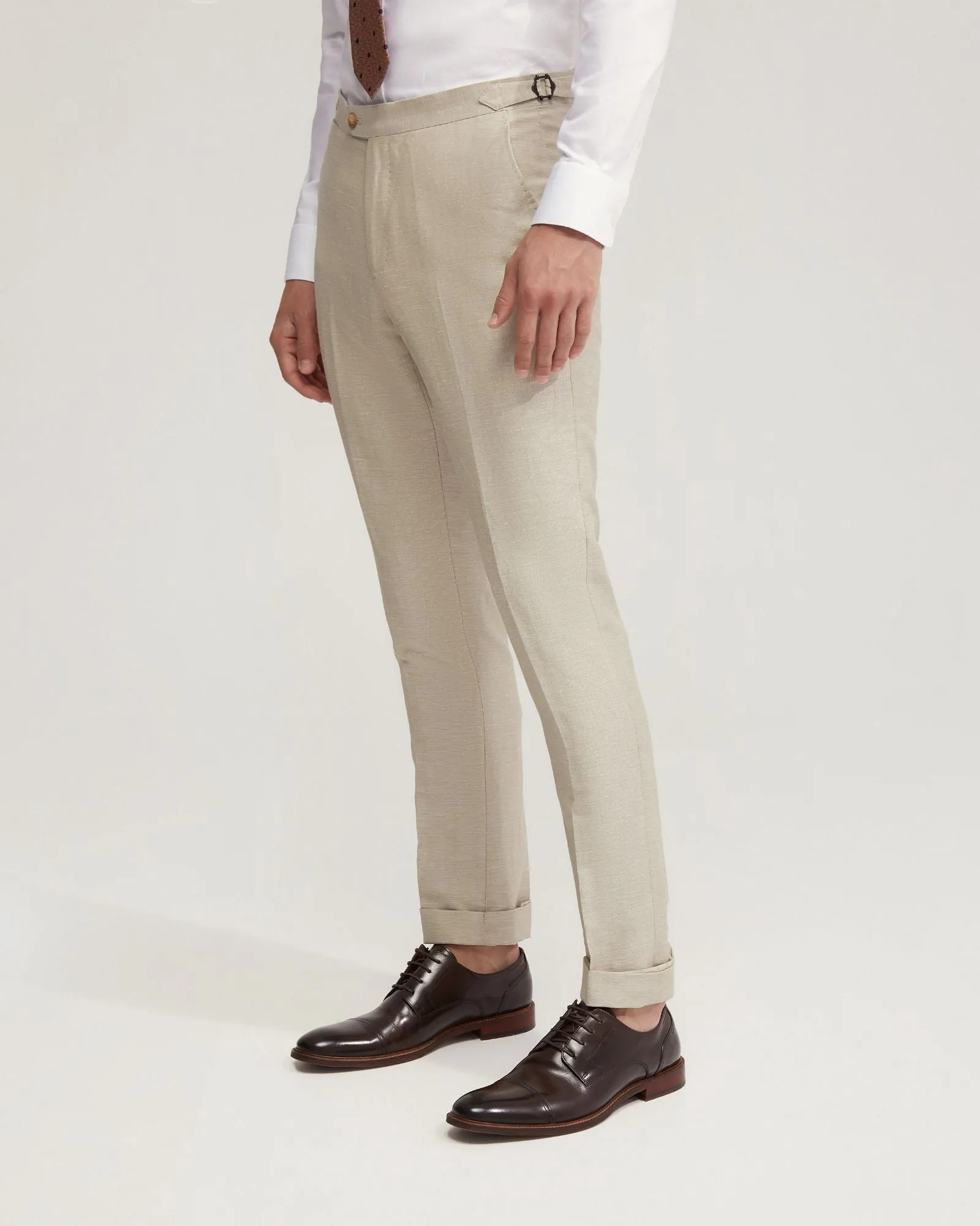 Byron Wool Linen Cuffed Suit Trousers