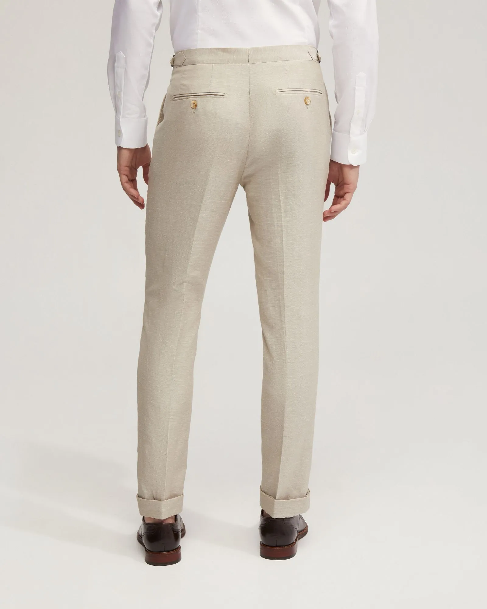 Byron Wool Linen Cuffed Suit Trousers