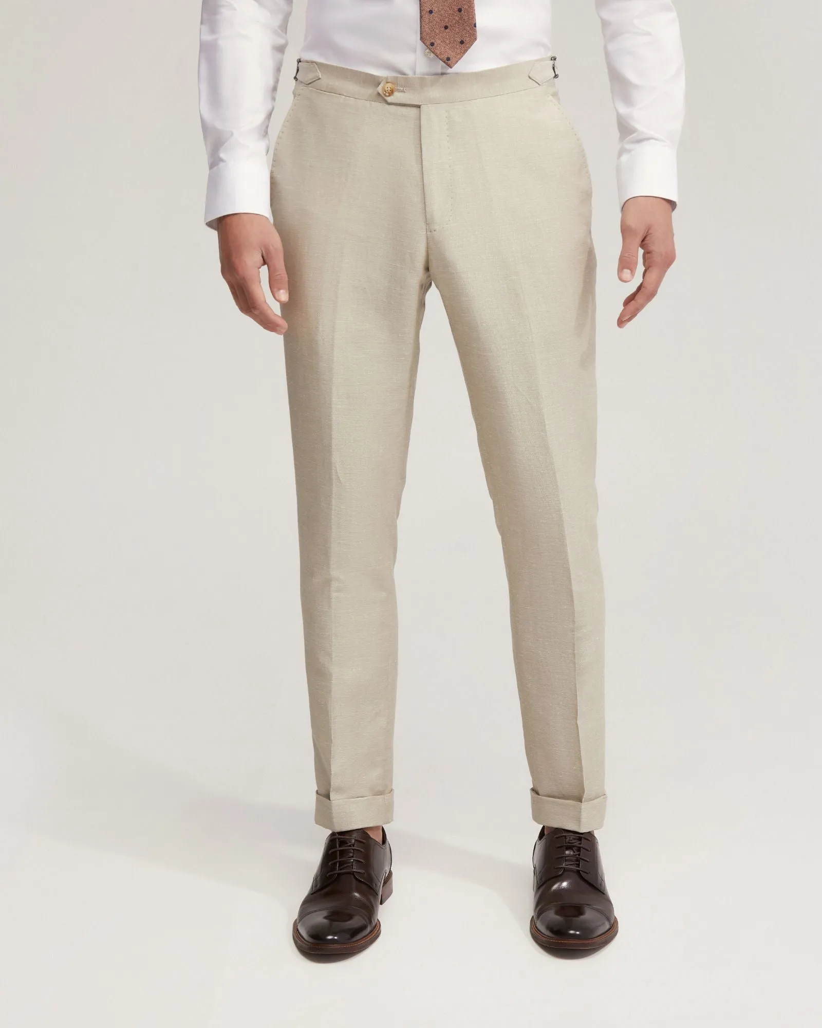 Byron Wool Linen Cuffed Suit Trousers