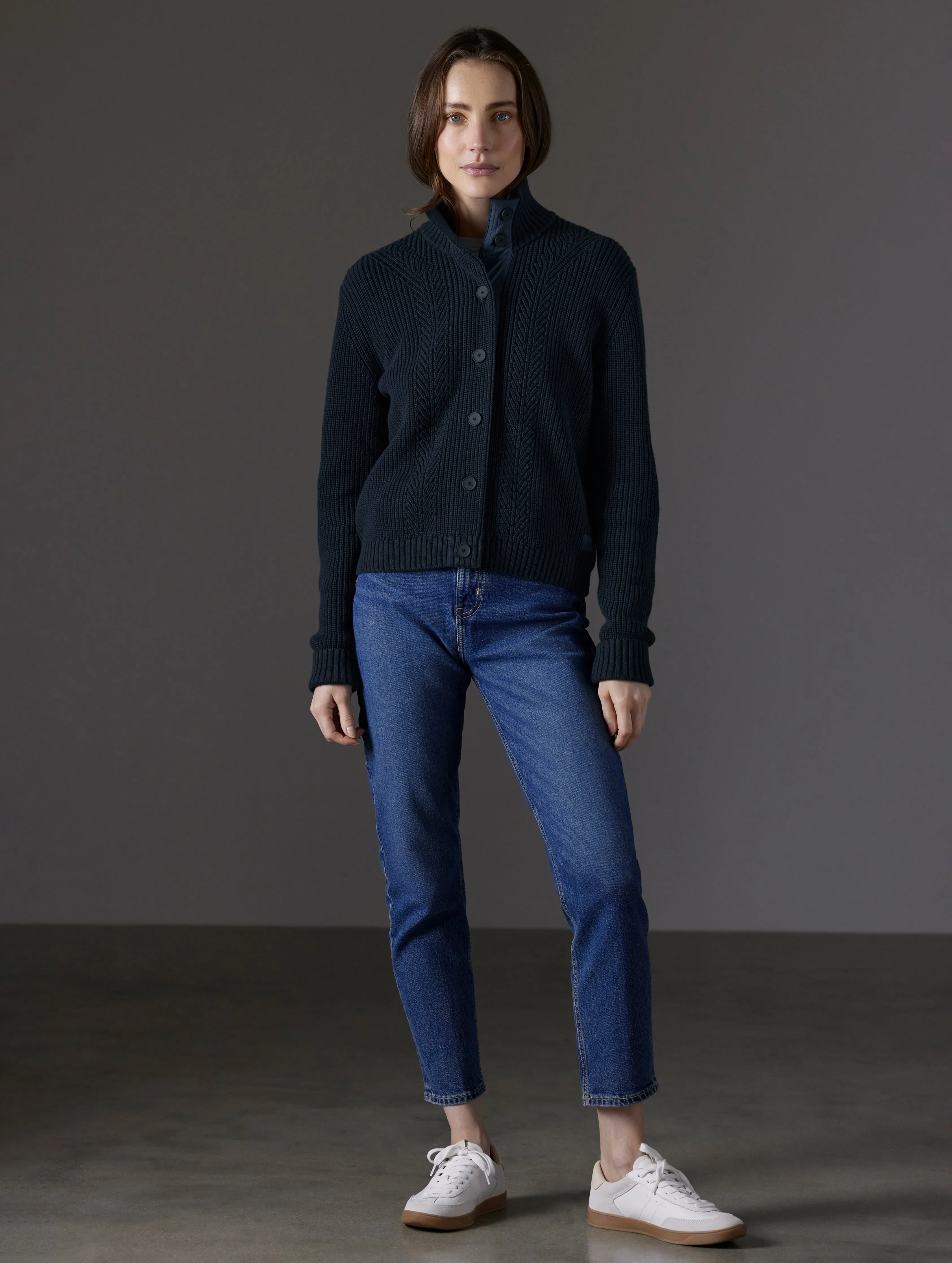 Cato Buttoned Sweater - Total Eclipse