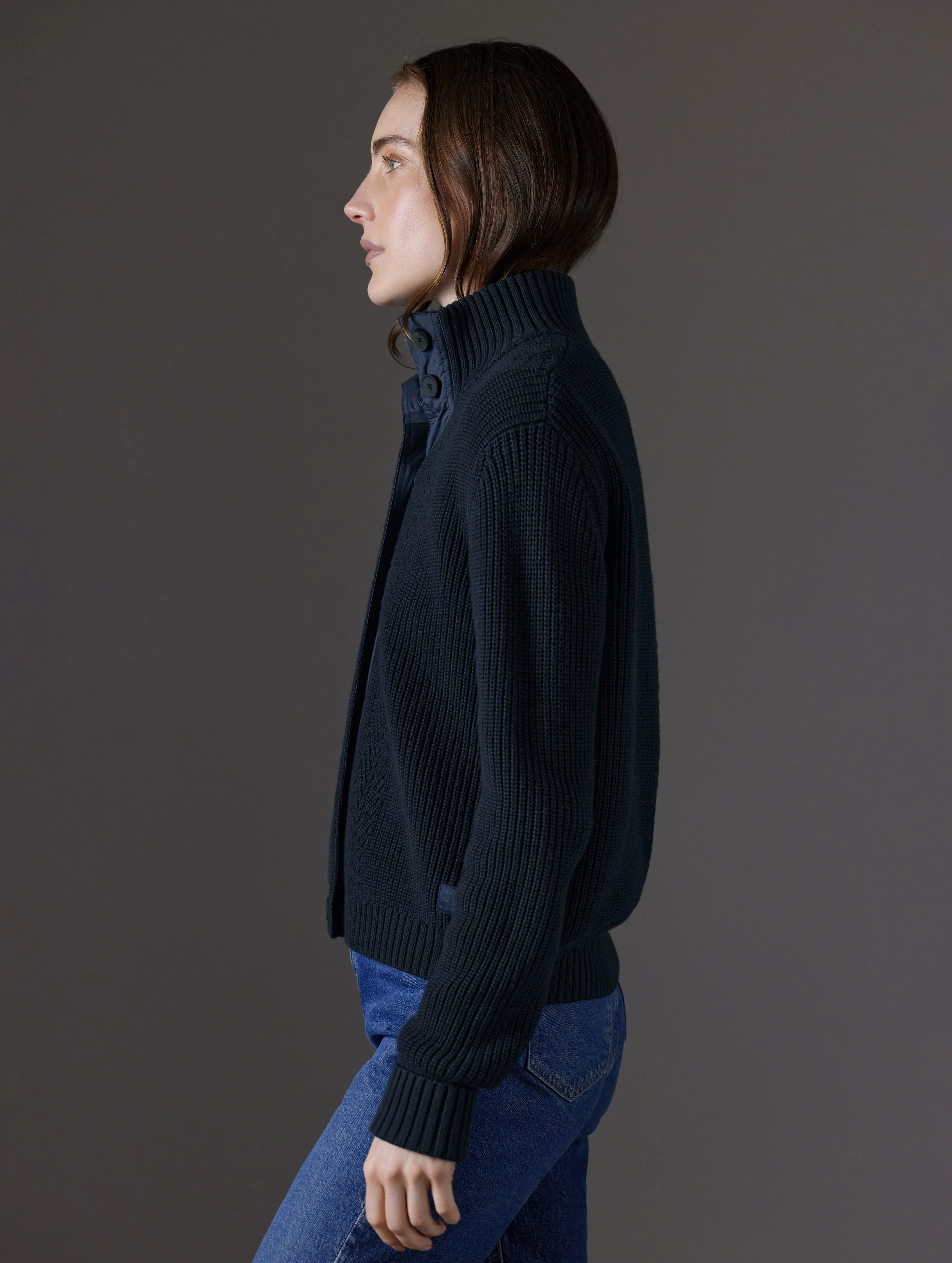 Cato Buttoned Sweater - Total Eclipse
