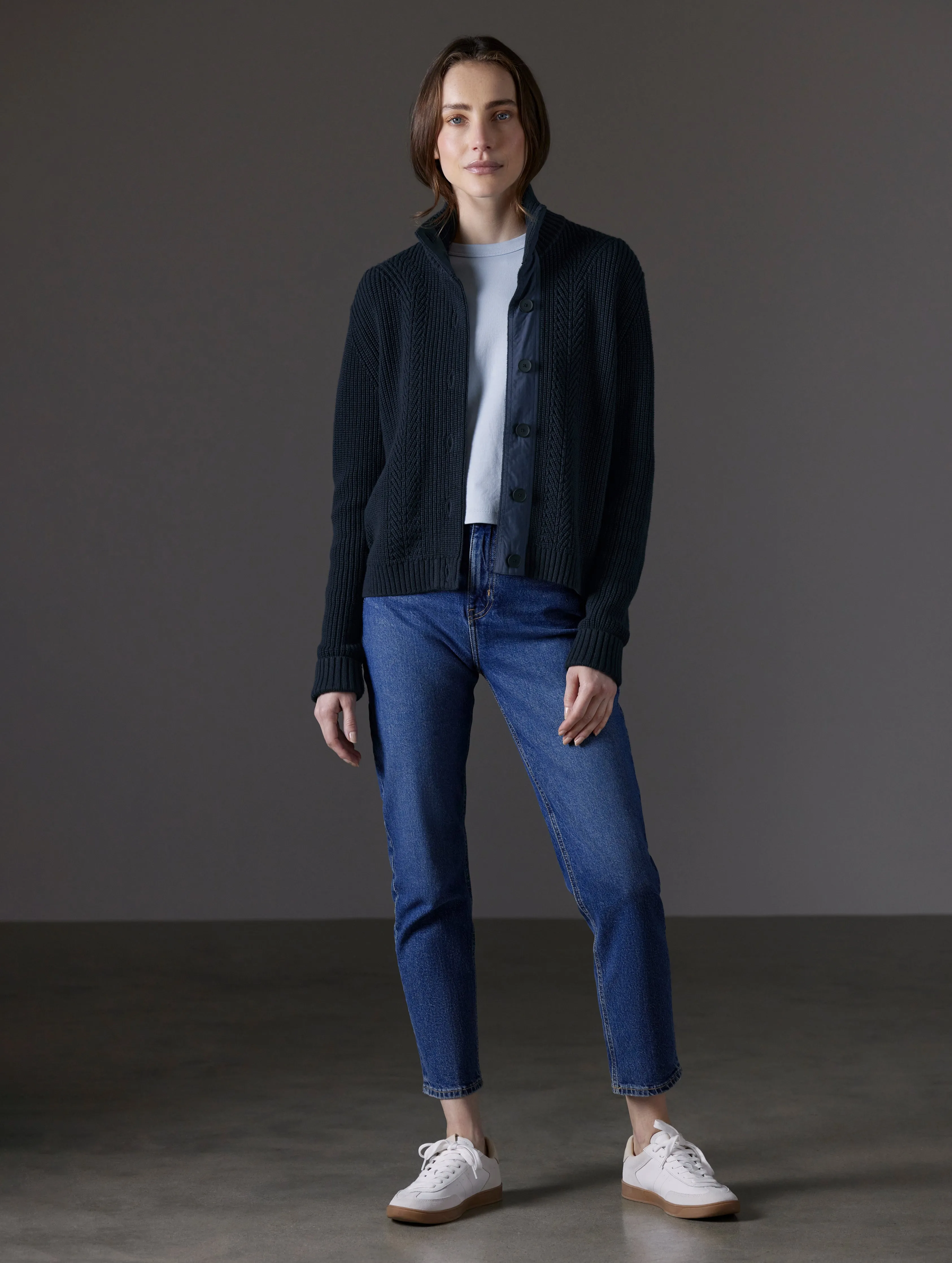 Cato Buttoned Sweater - Total Eclipse