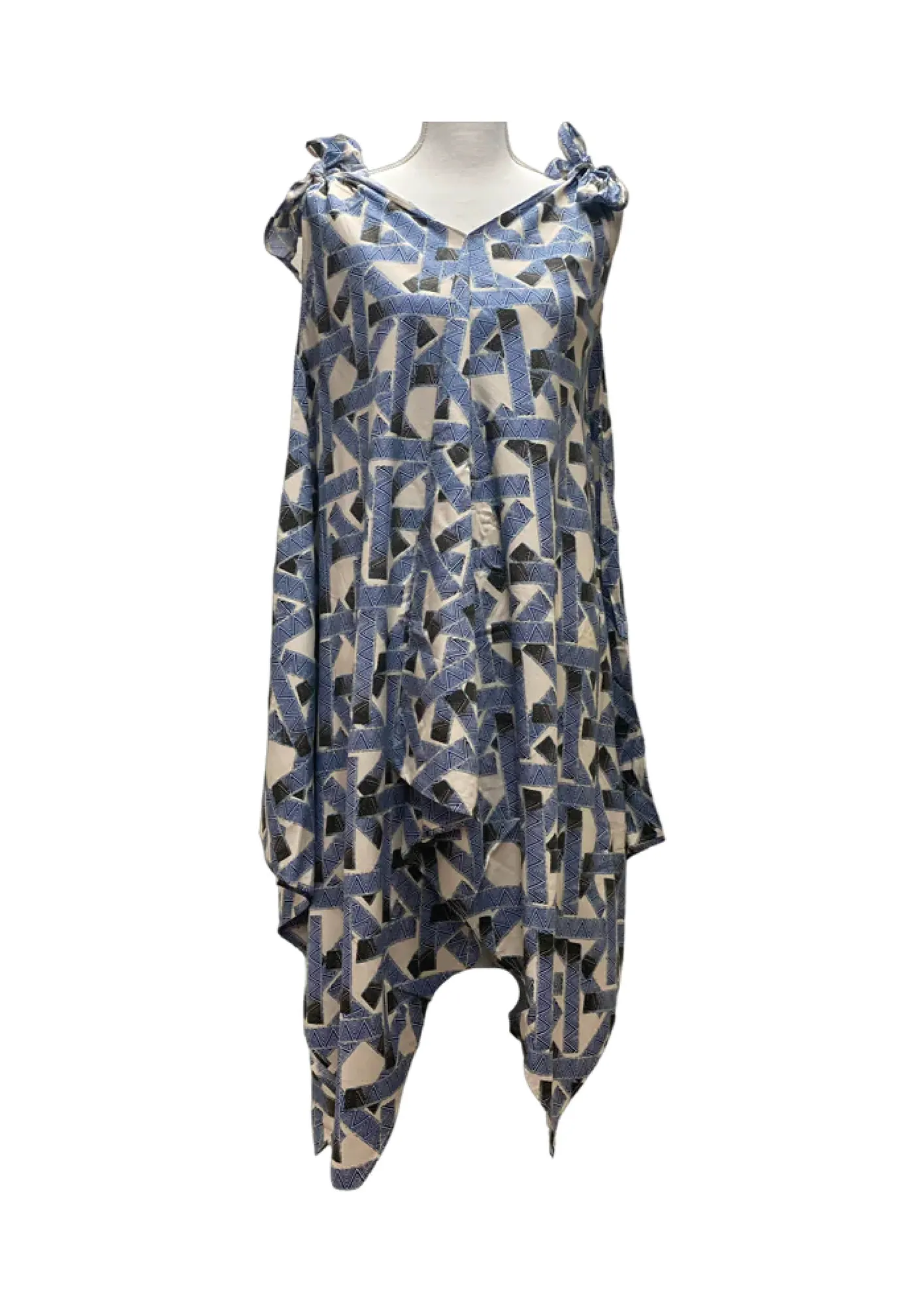Cora Spearman Hawaii WOMENS Blue Tribal Handkerchief Dress