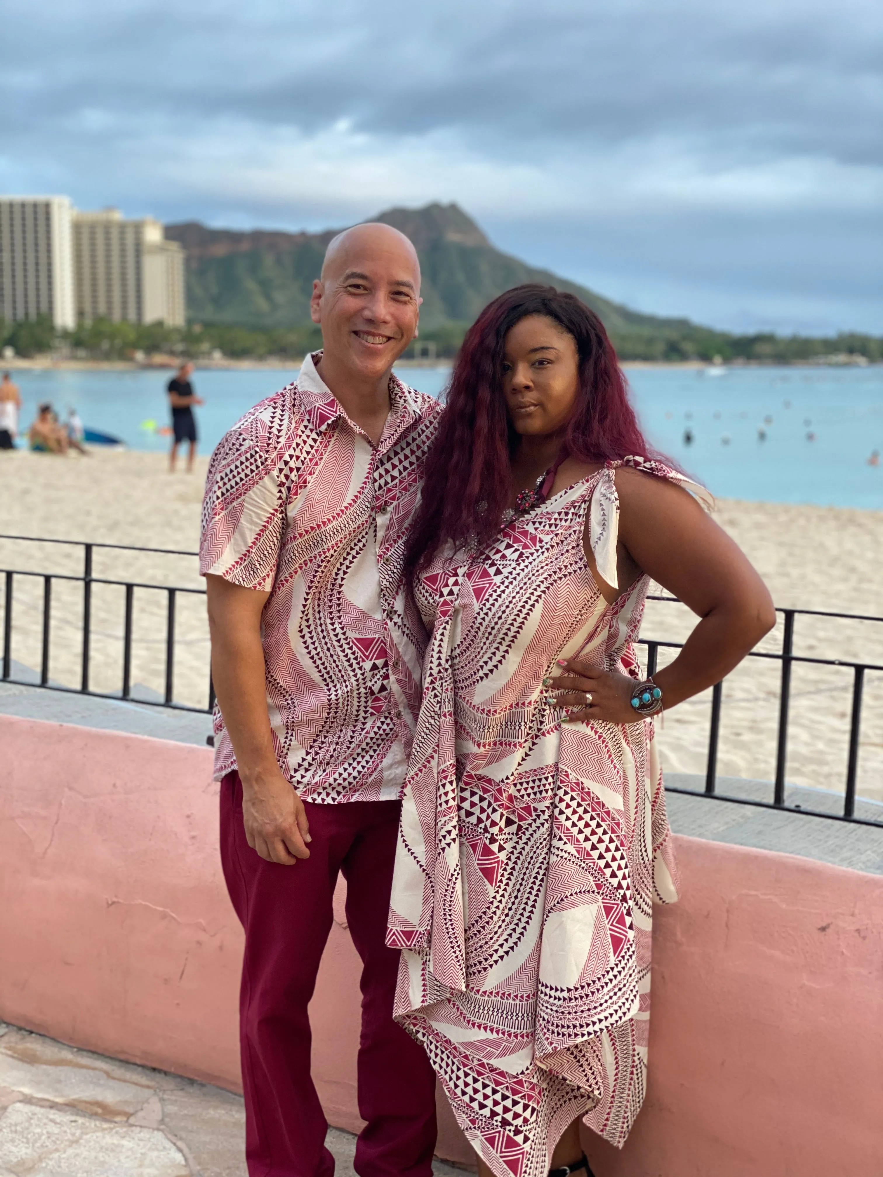Cora Spearman Hawaii WOMENS Red Geo Tribal Handkerchief Dress