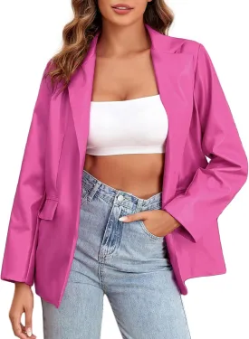 CYCLAMEN 2024 Fall Womens Faux Leather Jacket Blazer Motorcycle Coats Winter Outfits Clothes