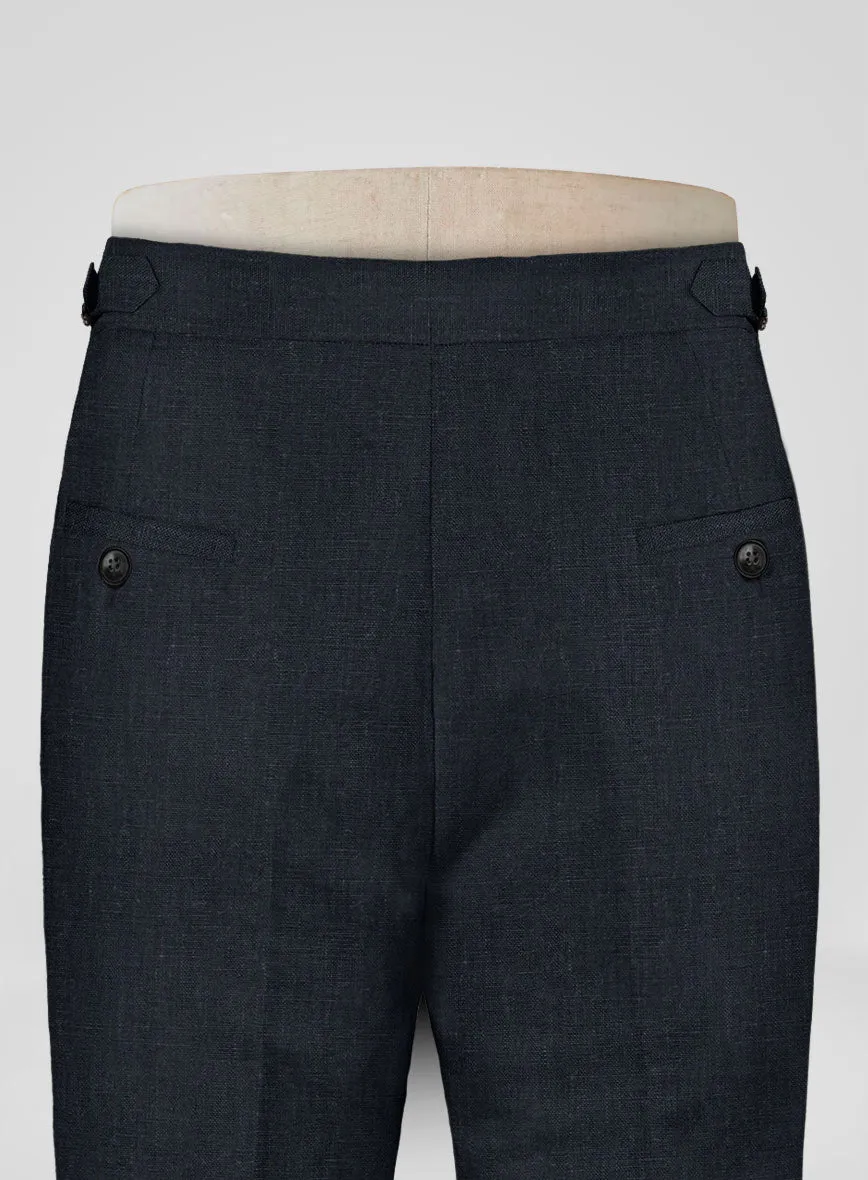 Dark Blue Linen Highland Trousers