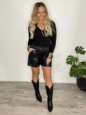 Don’t Walk Away Pleather Shorts