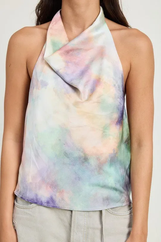 Dreamscape Cowl Neck Halter Top