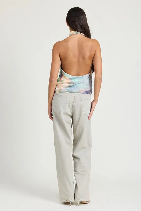 Dreamscape Cowl Neck Halter Top
