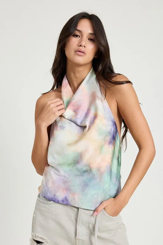 Dreamscape Cowl Neck Halter Top