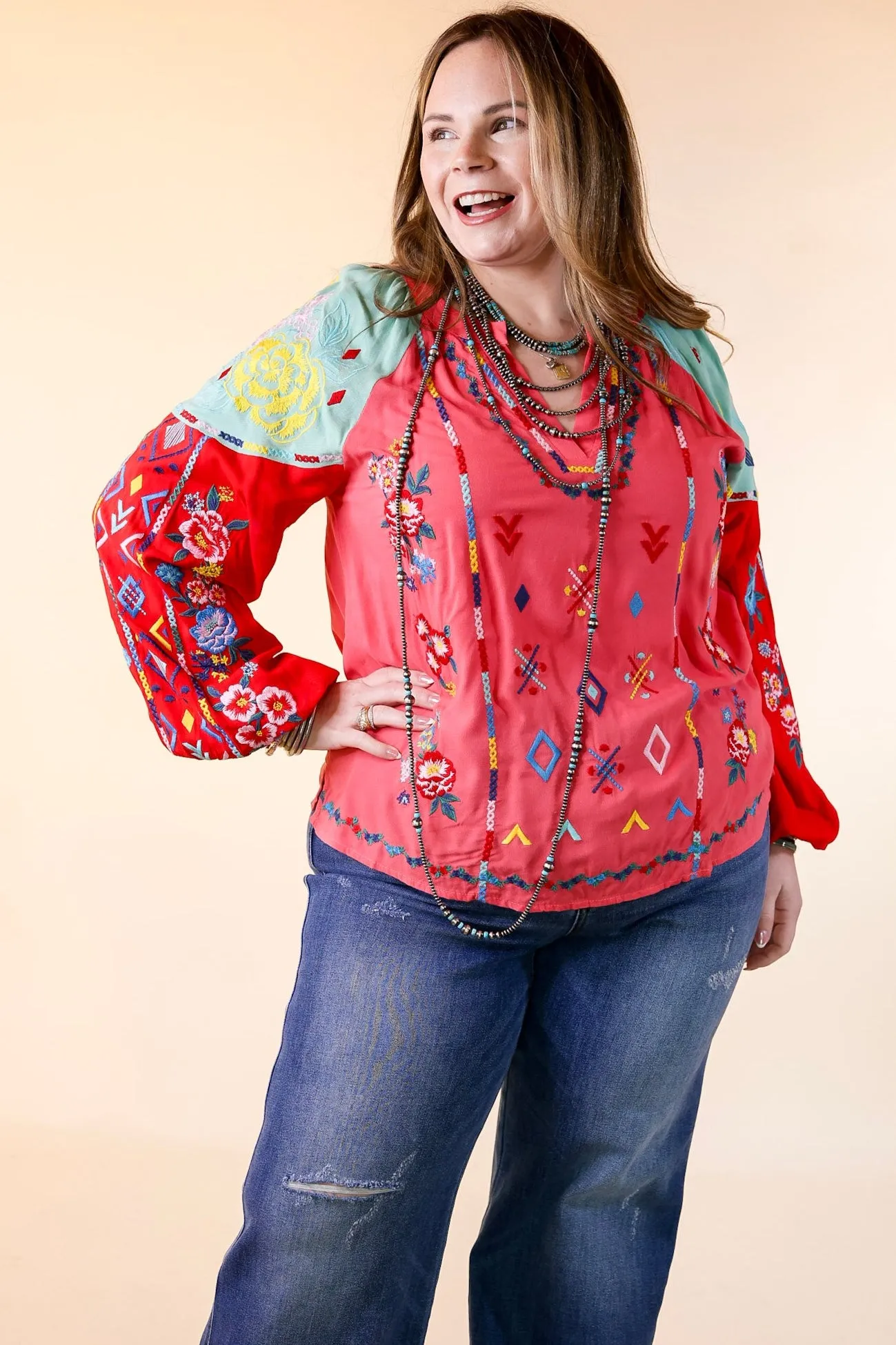 Fiesta Flair Multicolored Long Sleeve Top