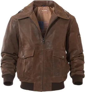 FLAVOR Men's Leather Flight Bomber Jacket Air Force Aviator