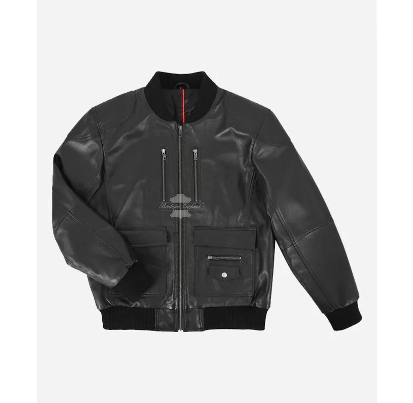 Gerard Flight Bomber jacket Classic Black Aviator Leather Bomber Jacket