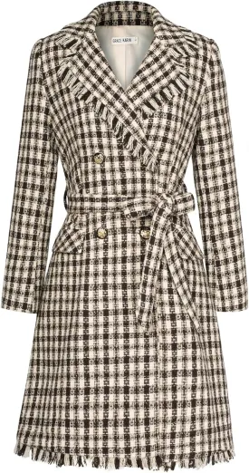 GRACE KARIN Trench Coat for Women 2024 Winter Coat Notch Lapel Double Breasted Thick A Line Pea Coat Jacket with Pockets