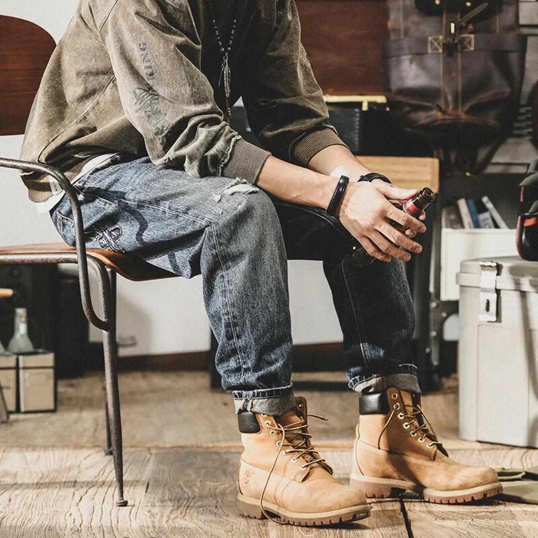 Heavy Wash Retro Jeans P0780