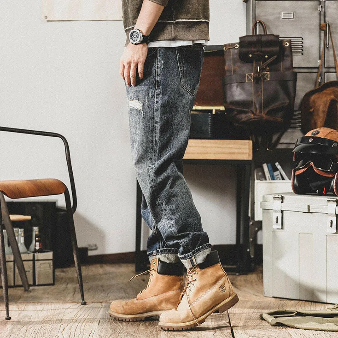 Heavy Wash Retro Jeans P0780
