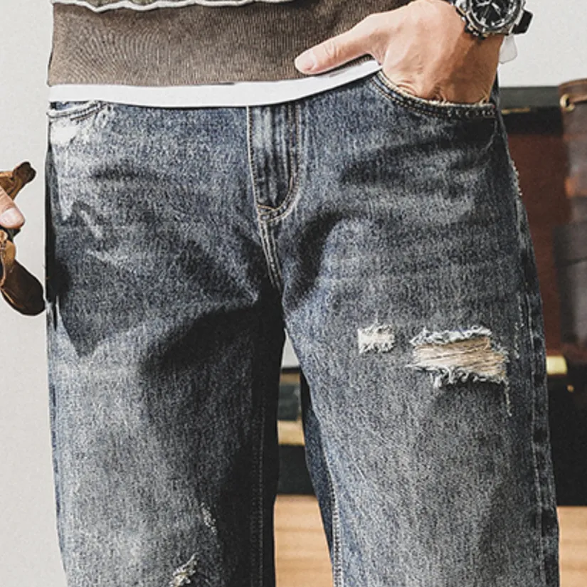 Heavy Wash Retro Jeans P0780