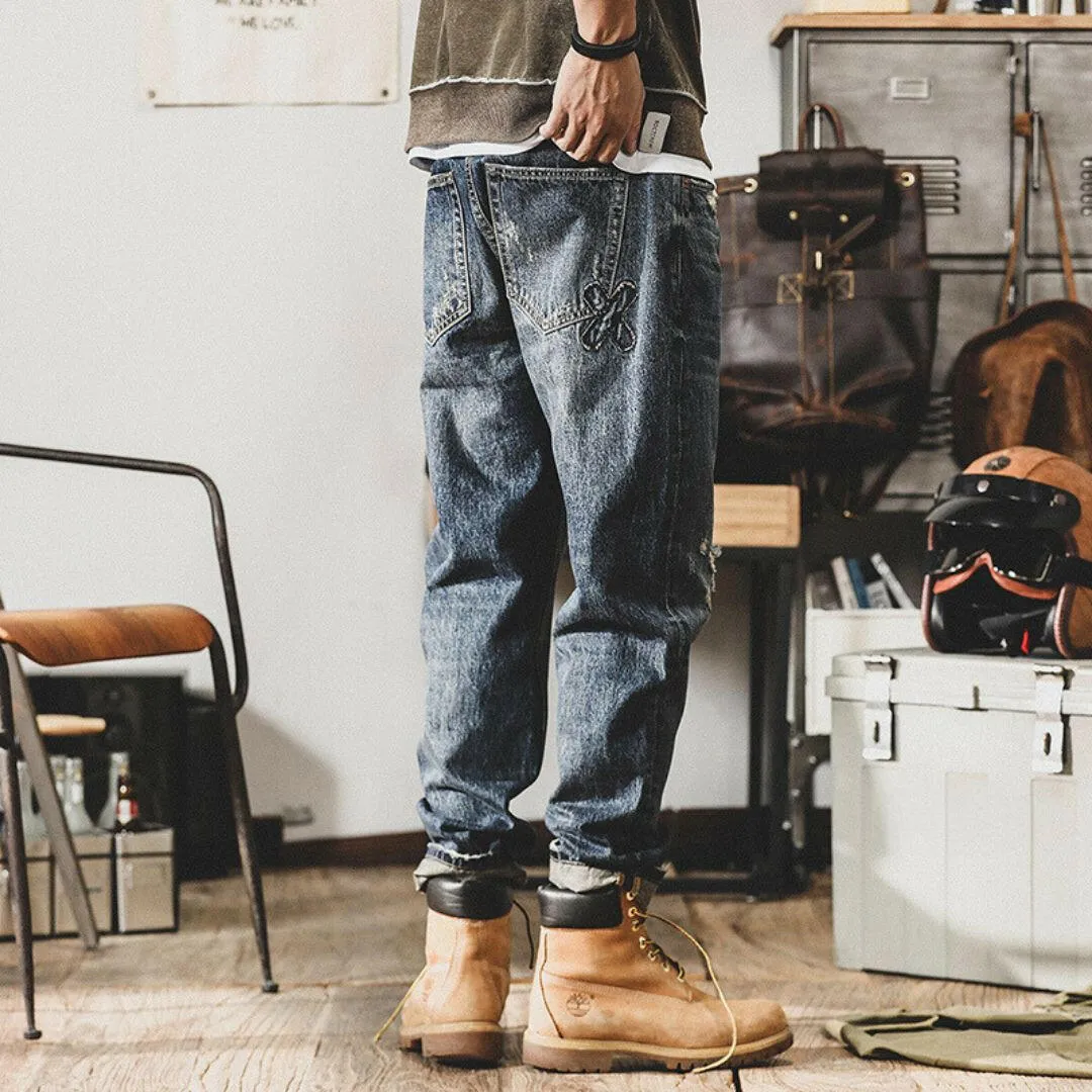 Heavy Wash Retro Jeans P0780