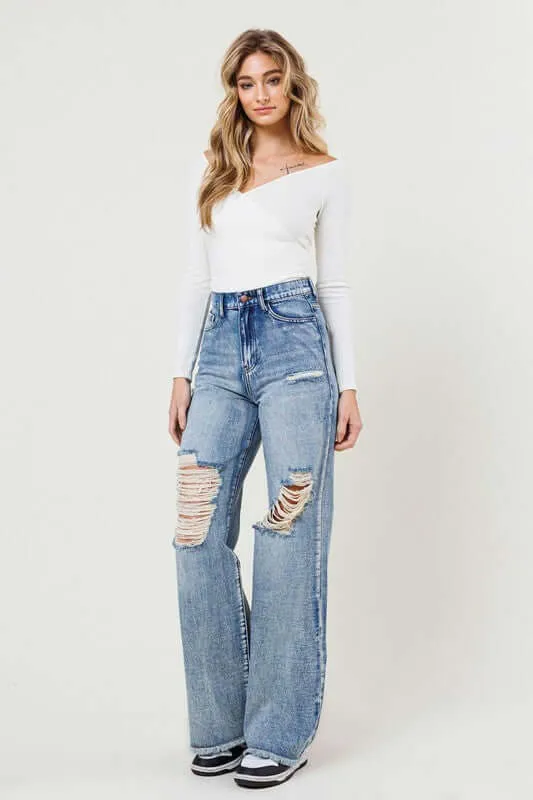 High Rise Wide Leg Jeans in a Vintage Acid Wash