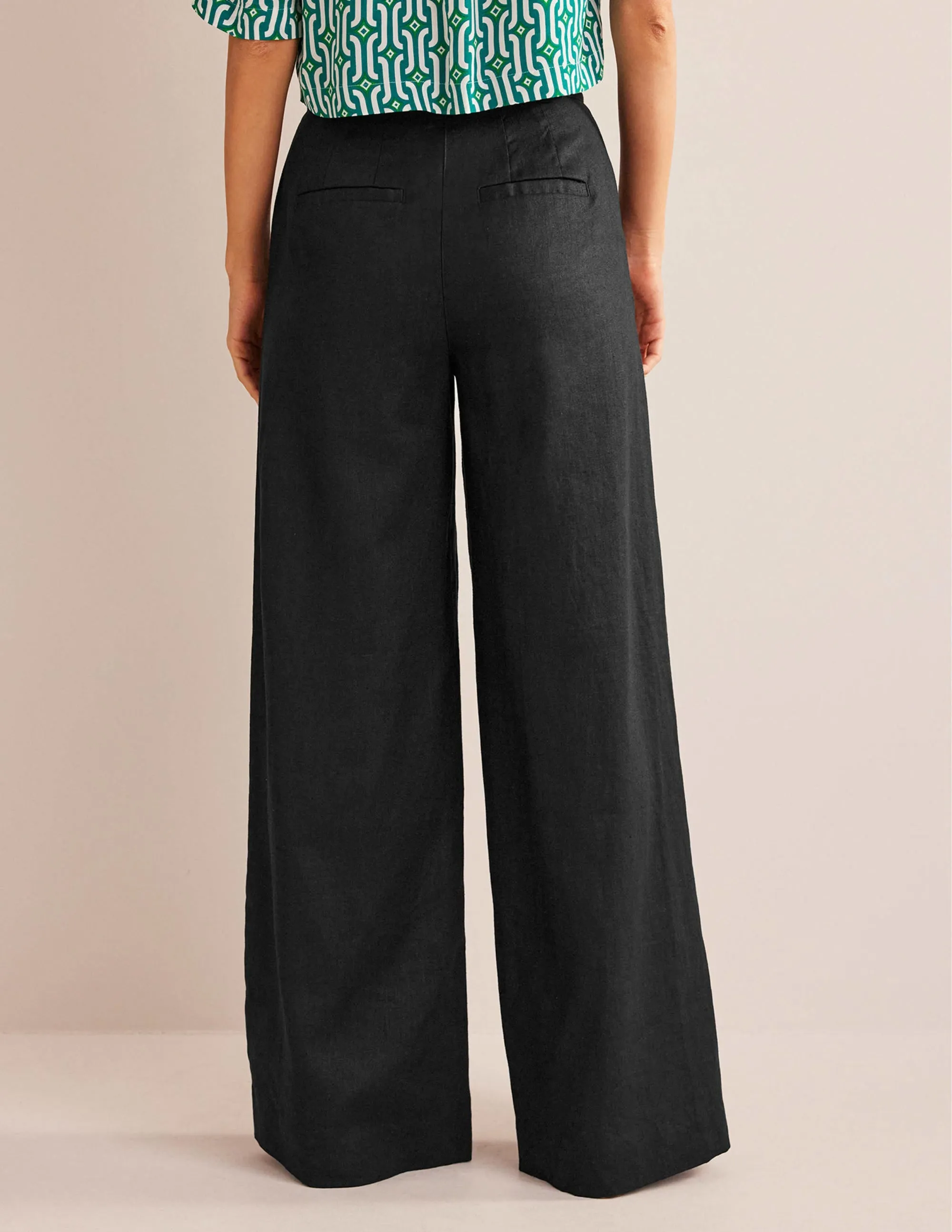 Highbury Linen Trousers-Black