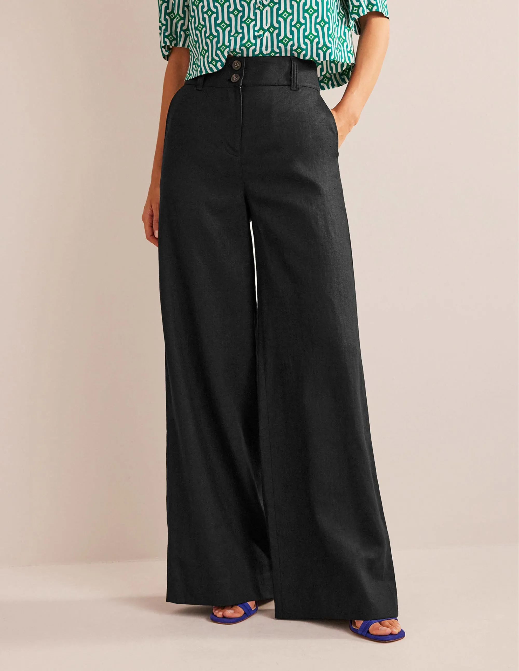 Highbury Linen Trousers-Black