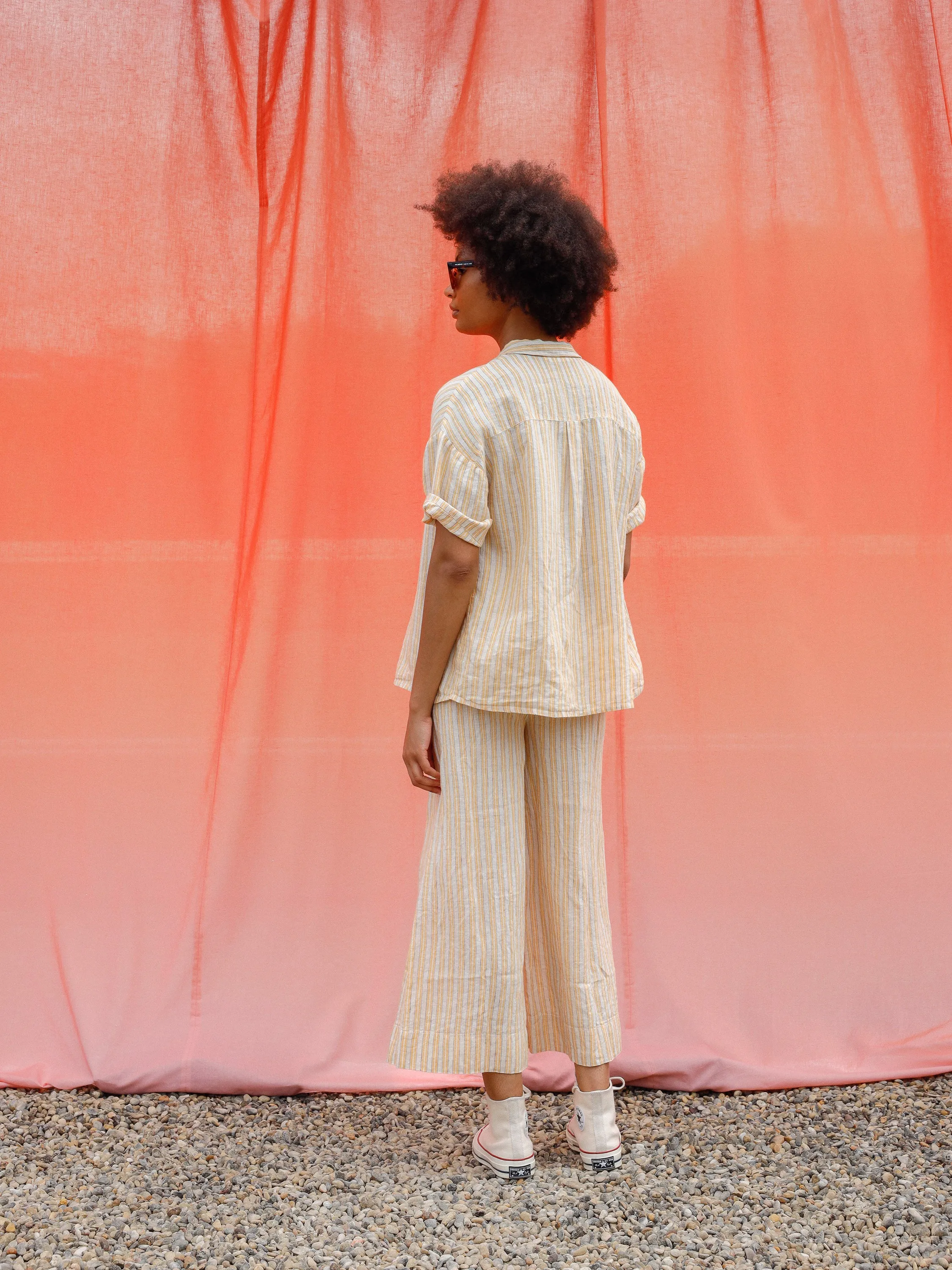 Indi & Cold Wide Leg Stripe Linen Trouser