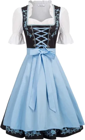 JASAMBAC Women's German Dirndl Dress Costumes 3 Pieces for Oktoberfest Carnival