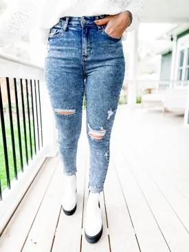 Judy Blue Acid Wash Distressed Skinny Jeans