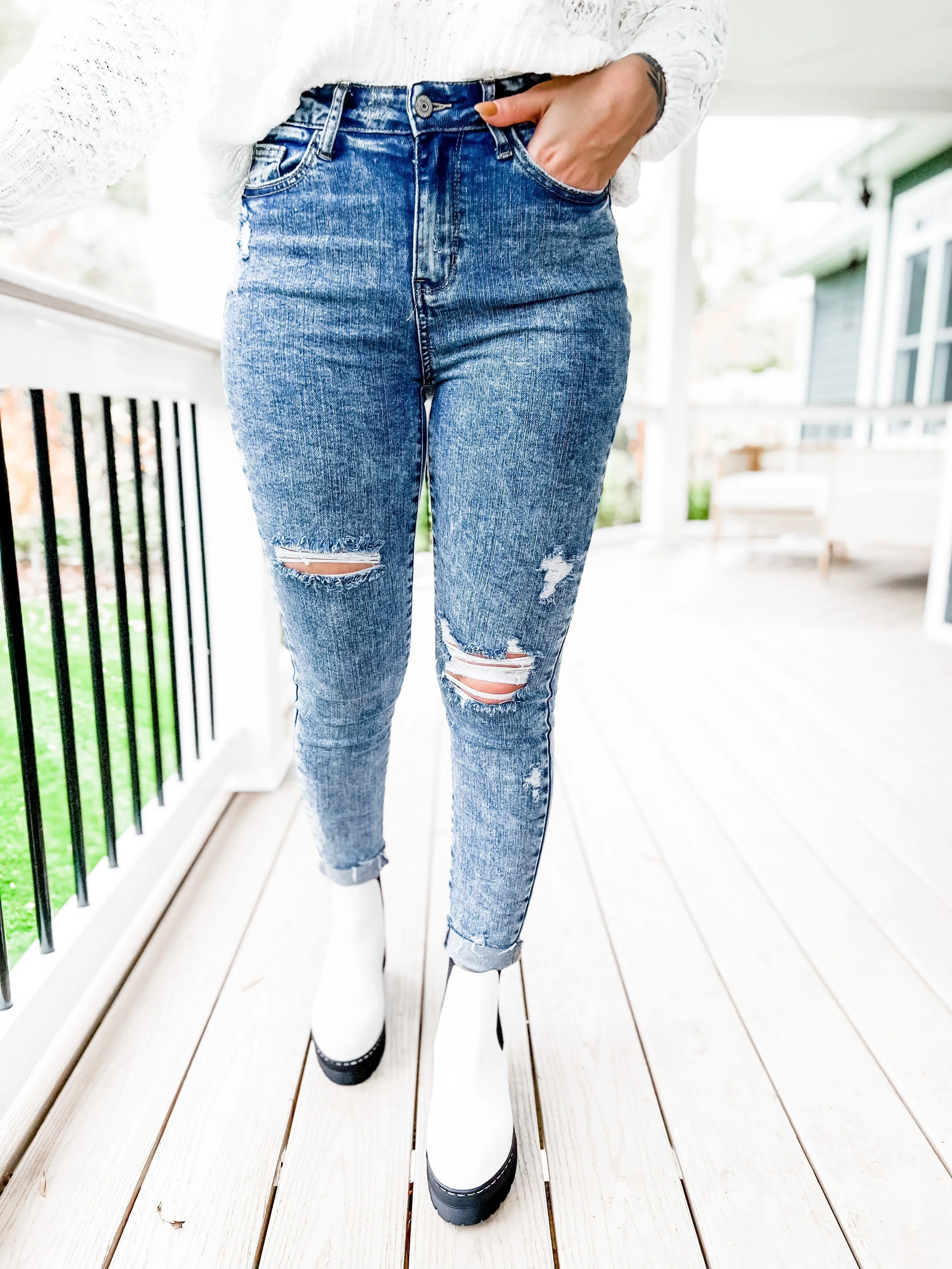 Judy Blue Acid Wash Distressed Skinny Jeans