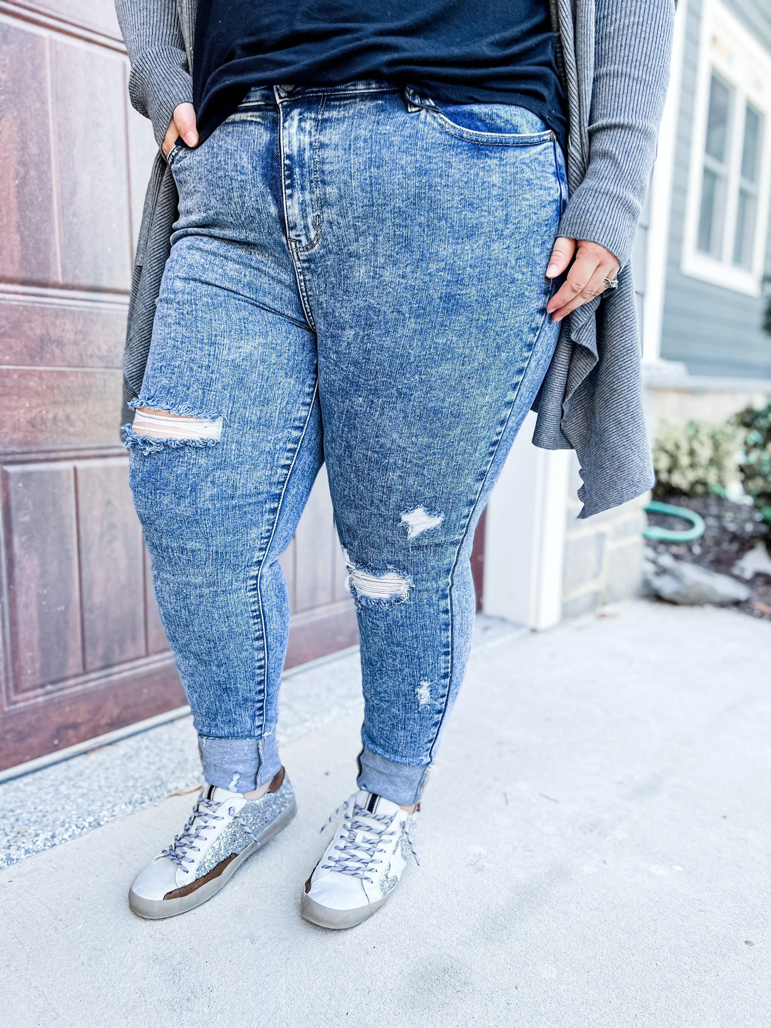 Judy Blue Acid Wash Distressed Skinny Jeans