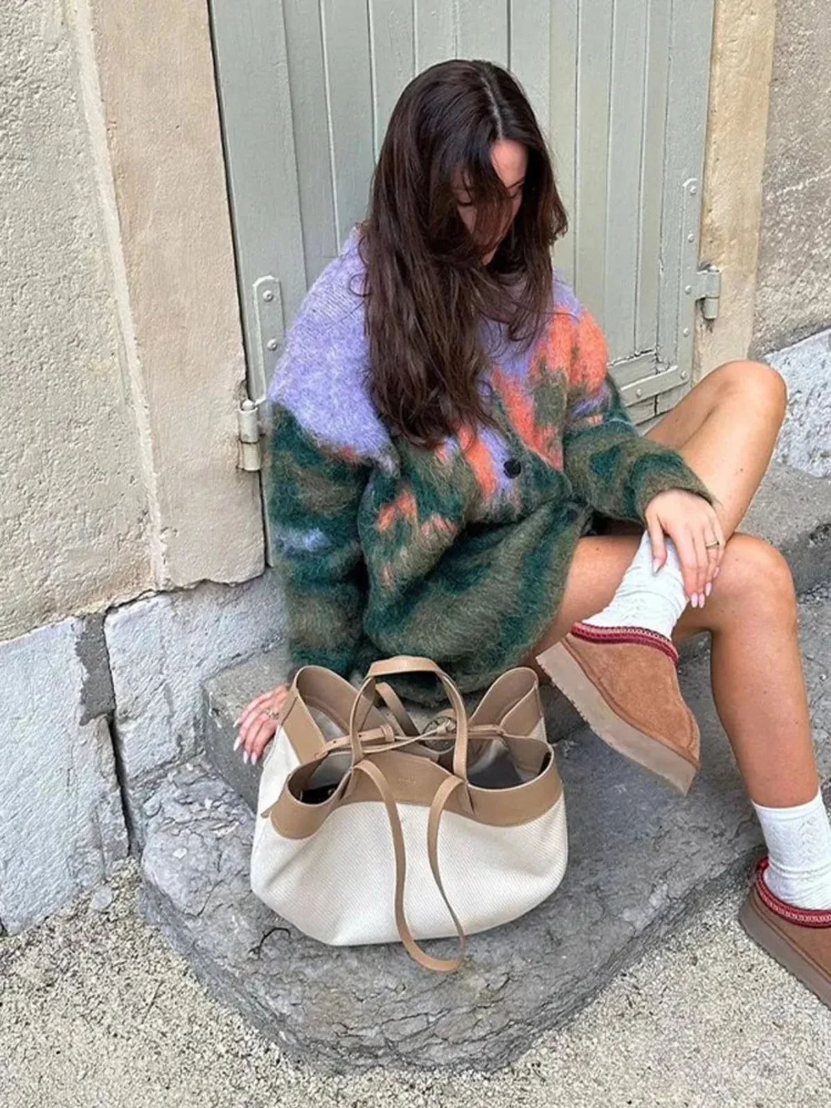 Landscape Abstract Fluffy Cardigan