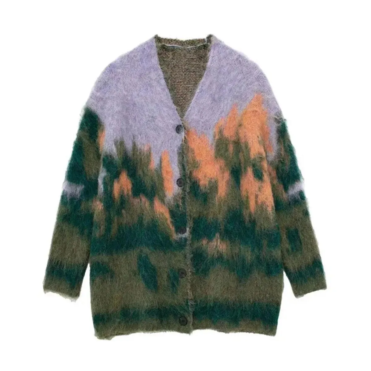 Landscape Abstract Fluffy Cardigan