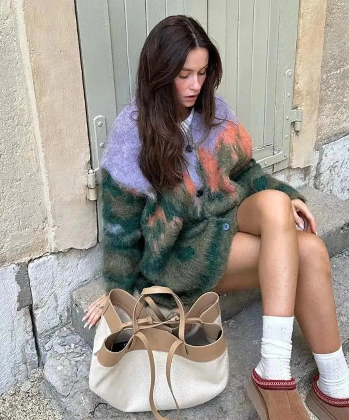 Landscape Abstract Fluffy Cardigan