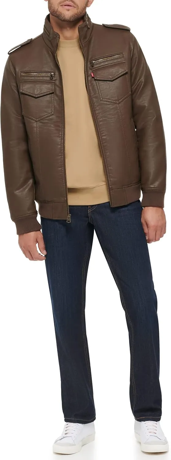 Levi's Men's Faux Leather Aviator Bomber Jacket (Regular & Big & Tall Sizes)