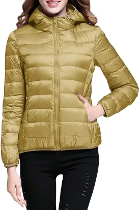 Lightweight Jacket for Women Short Button Down Hooded Jackets Trendy Slim Fit Bubble Coat Winter Warm Puffer Outwear