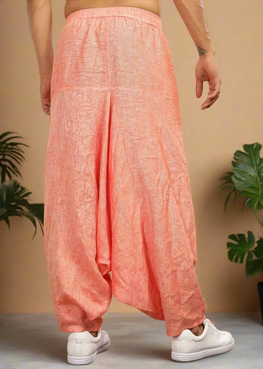 Linen Harem Pants - Orange Chambray